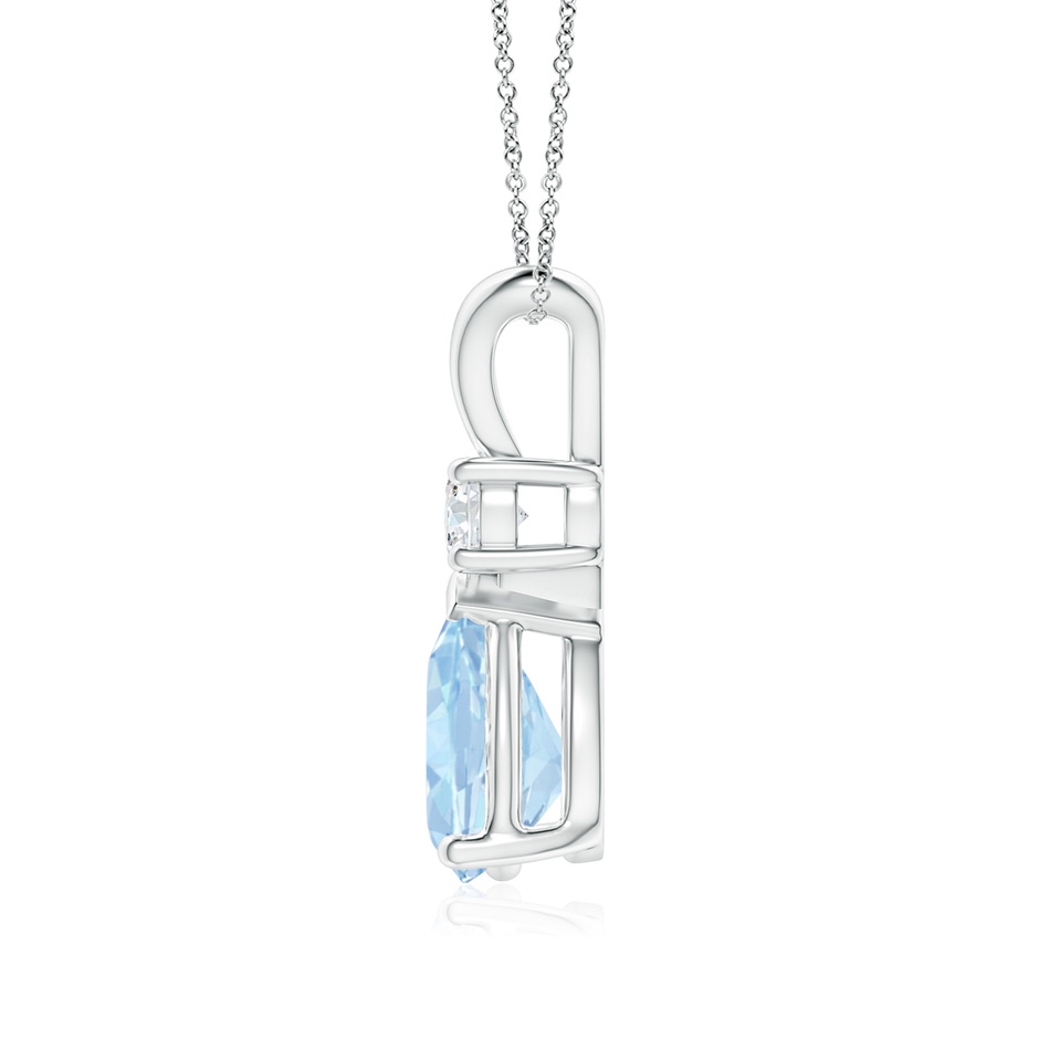 9x6.5mm AA Aquamarine Teardrop Pendant with Diamond in S999 Silver side 199