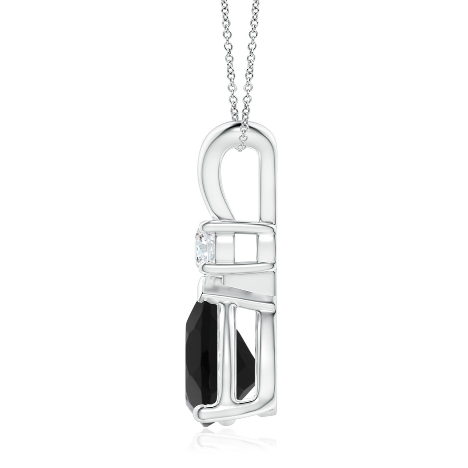 12x8mm AAA Prong-Set Black Onyx Teardrop V-Bale Pendant with Diamond in 18K White Gold side 199