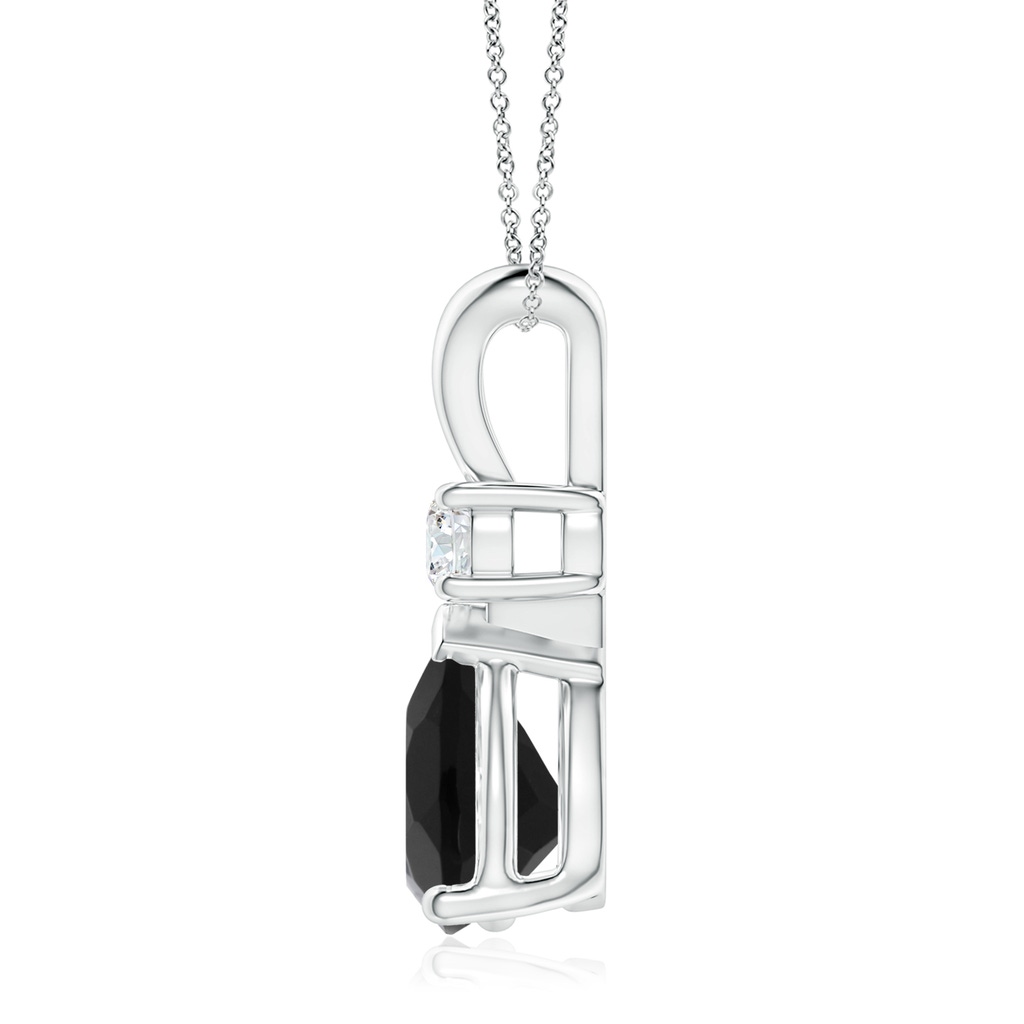 12x8mm AAA Prong-Set Black Onyx Teardrop V-Bale Pendant with Diamond in White Gold - side 199