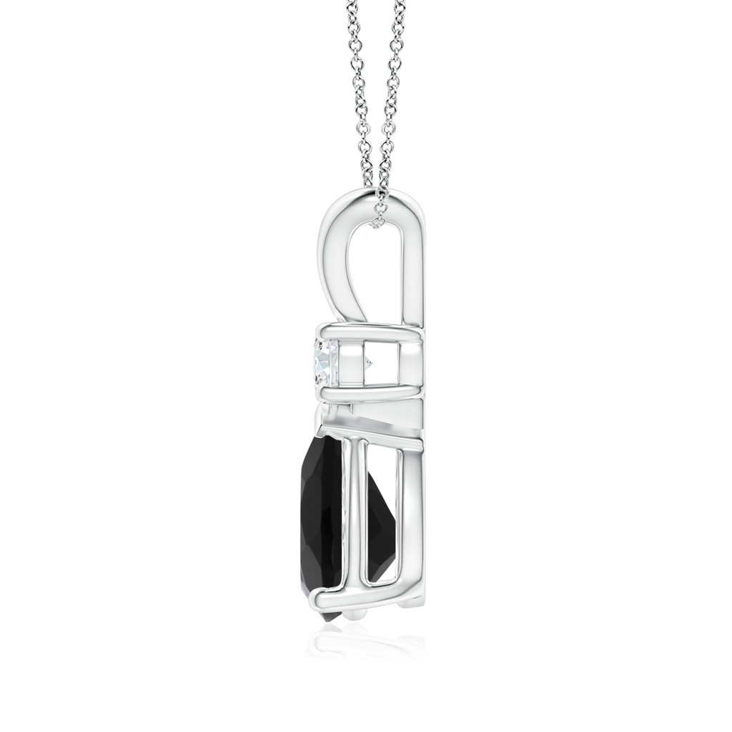 9x7mm AAA Black Onyx Teardrop Pendant with Diamond in White Gold Side 1