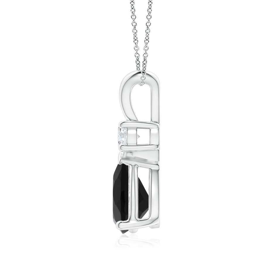 9x7mm AAA Black Onyx Teardrop Pendant with Diamond in White Gold side 1