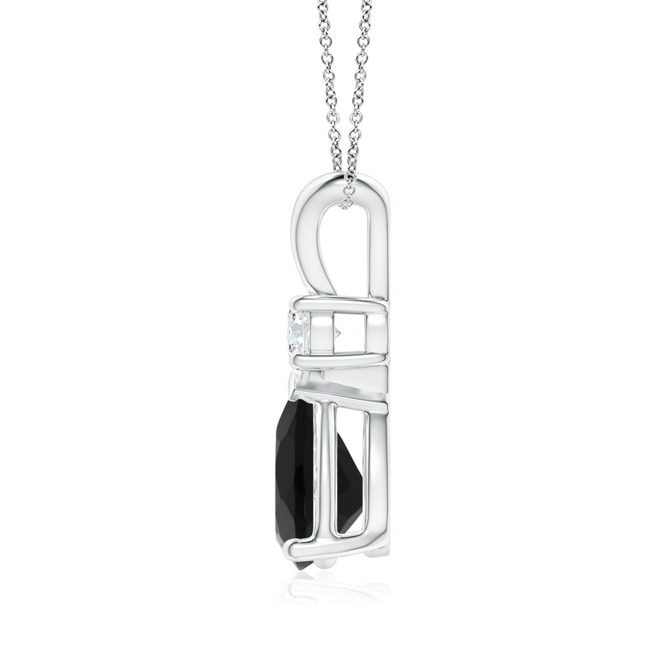 9x7mm AAA Prong-Set Black Onyx Teardrop V-Bale Pendant with Diamond in White Gold side 199