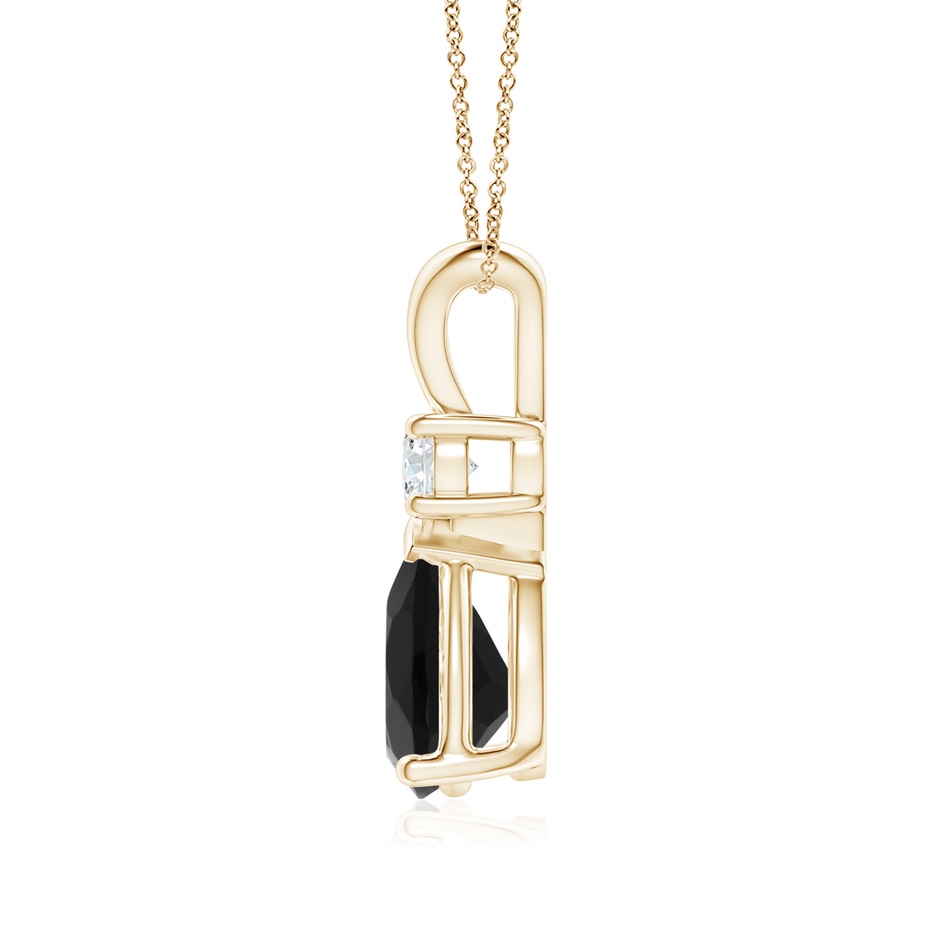 9x7mm AAA Prong-Set Black Onyx Teardrop V-Bale Pendant with Diamond in Yellow Gold side 199