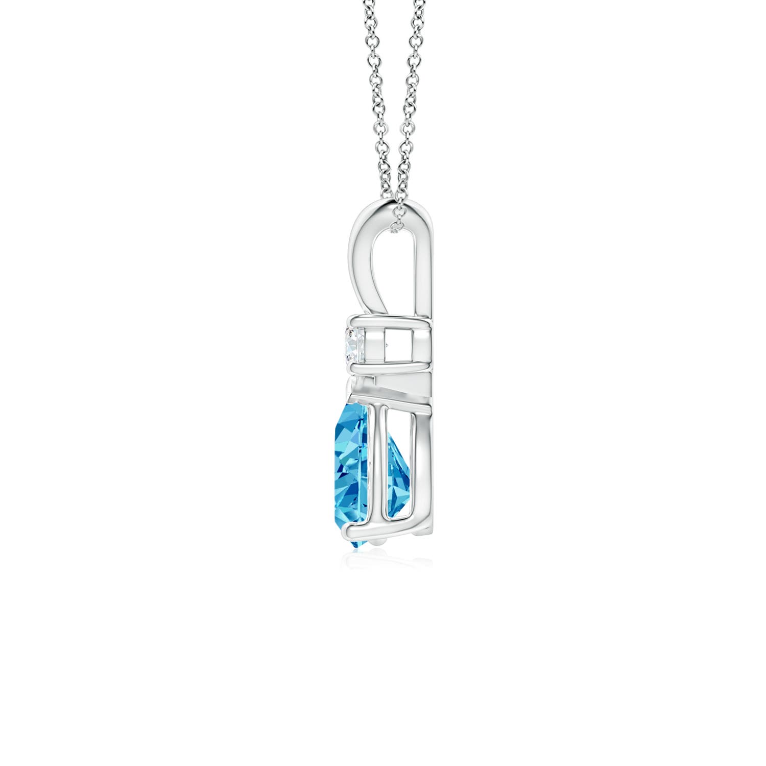 7x5mm AAAA Fancy Intense Blue Diamond Teardrop Pendant in White Gold