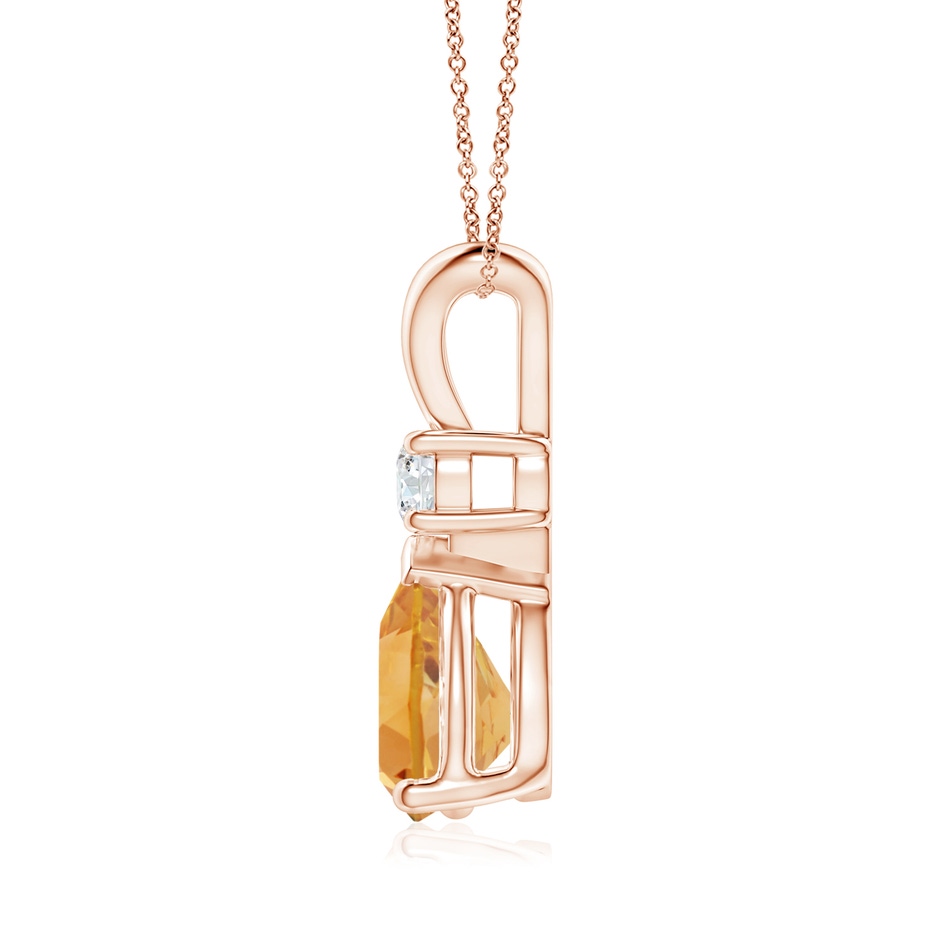 10x7mm A Prong-Set Citrine Teardrop V-Bale Pendant with Diamond in Rose Gold side 199