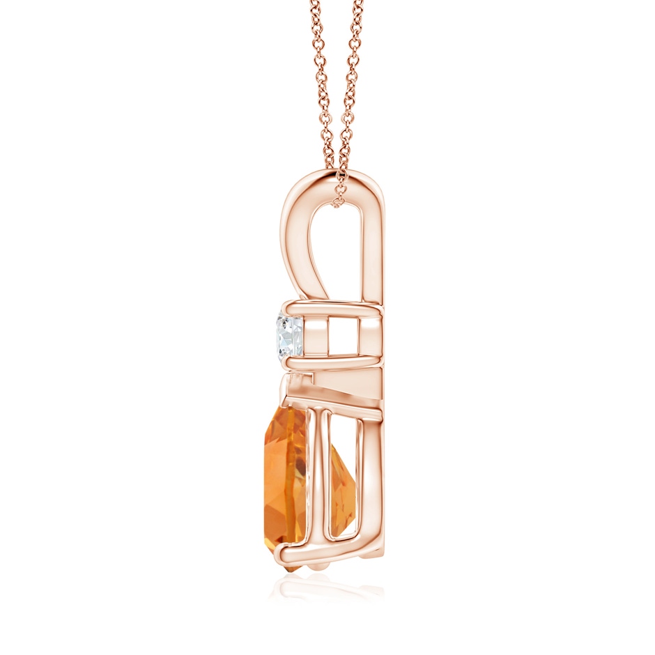 10x7mm AAA Prong-Set Citrine Teardrop V-Bale Pendant with Diamond in Rose Gold side 199
