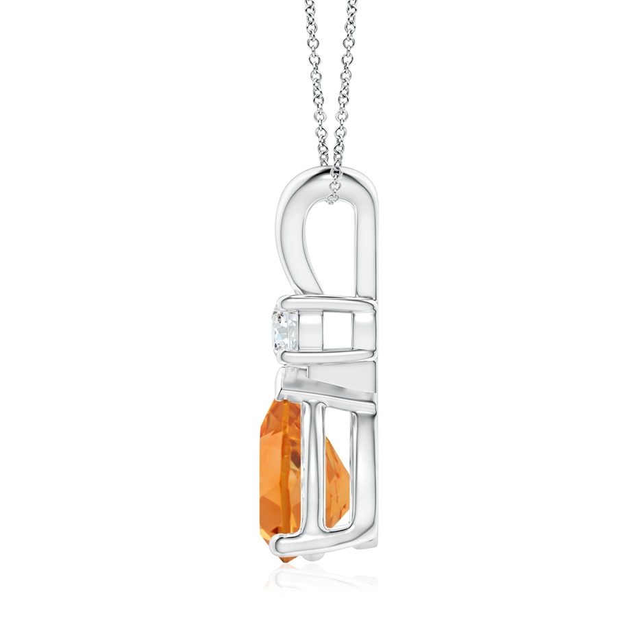 10x7mm AAA Prong-Set Citrine Teardrop V-Bale Pendant with Diamond in White Gold side 199