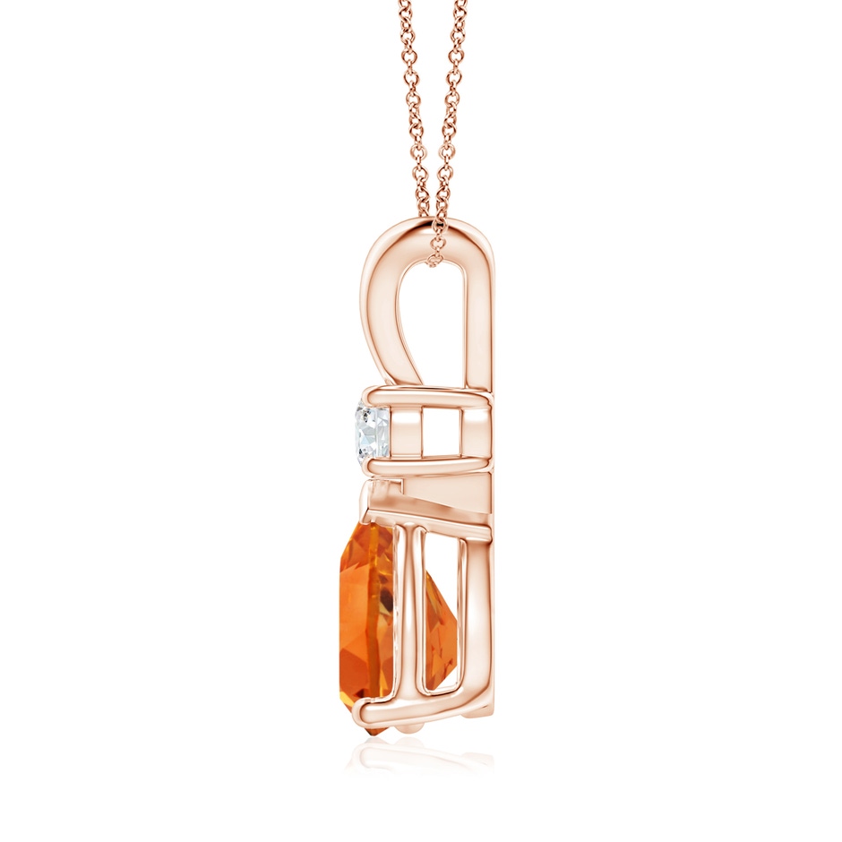 10x7mm AAAA Prong-Set Citrine Teardrop V-Bale Pendant with Diamond in Rose Gold side 199