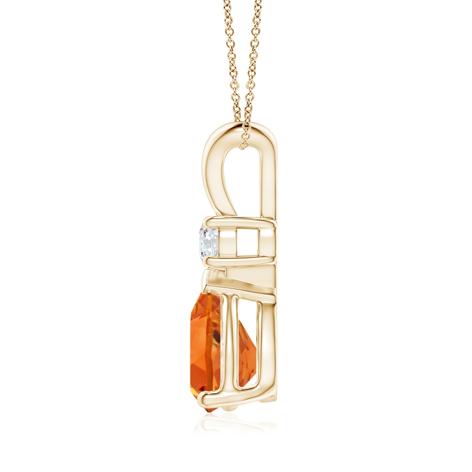 10x7mm AAAA Prong-Set Citrine Teardrop V-Bale Pendant with Diamond in Yellow Gold side 199