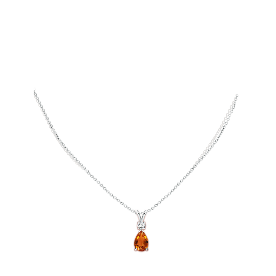 12x8mm AAAA Prong-Set Citrine Teardrop V-Bale Pendant with Diamond in P950 Platinum pen