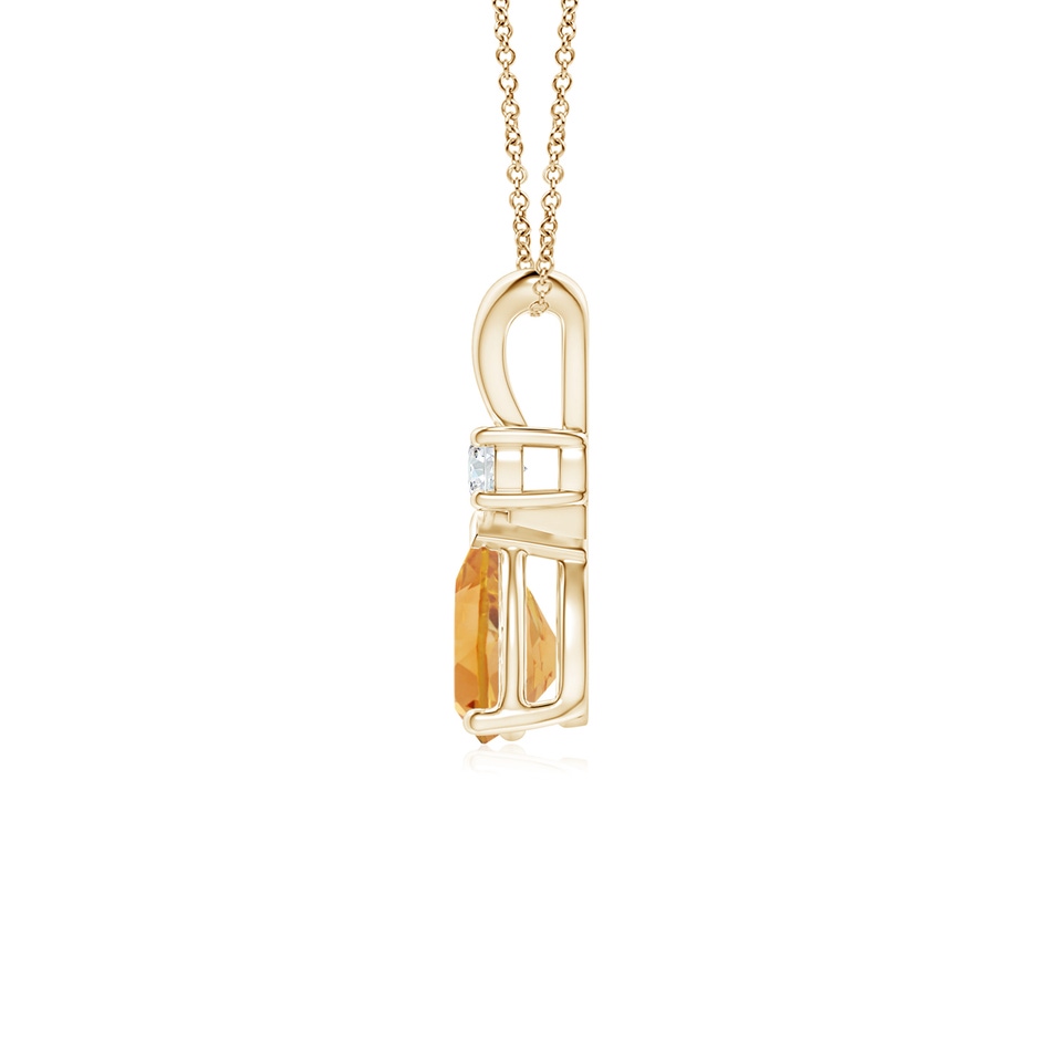 7x5mm A Prong-Set Citrine Teardrop V-Bale Pendant with Diamond in Yellow Gold side 199