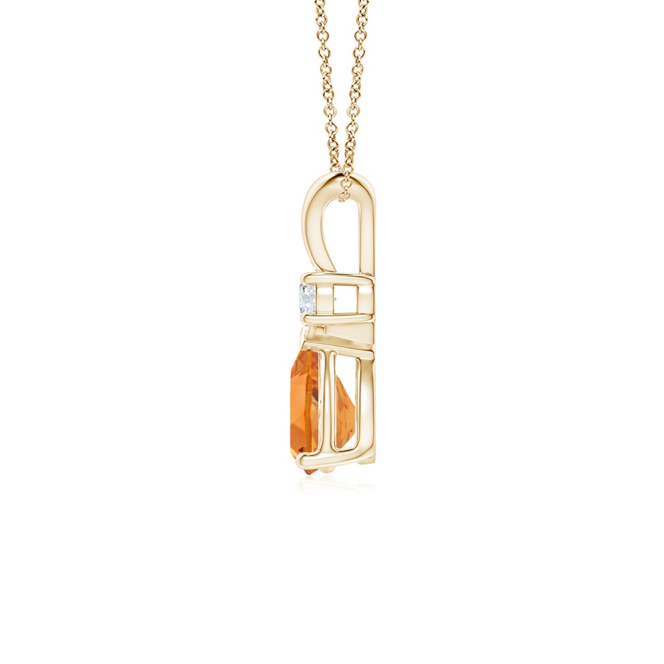 7x5mm AAA Prong-Set Citrine Teardrop V-Bale Pendant with Diamond in Yellow Gold side 199
