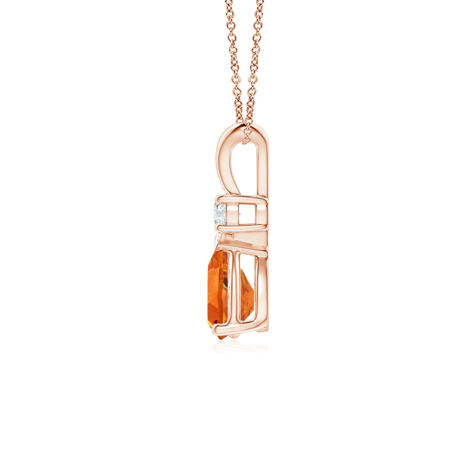7x5mm AAAA Prong-Set Citrine Teardrop V-Bale Pendant with Diamond in Rose Gold side 199