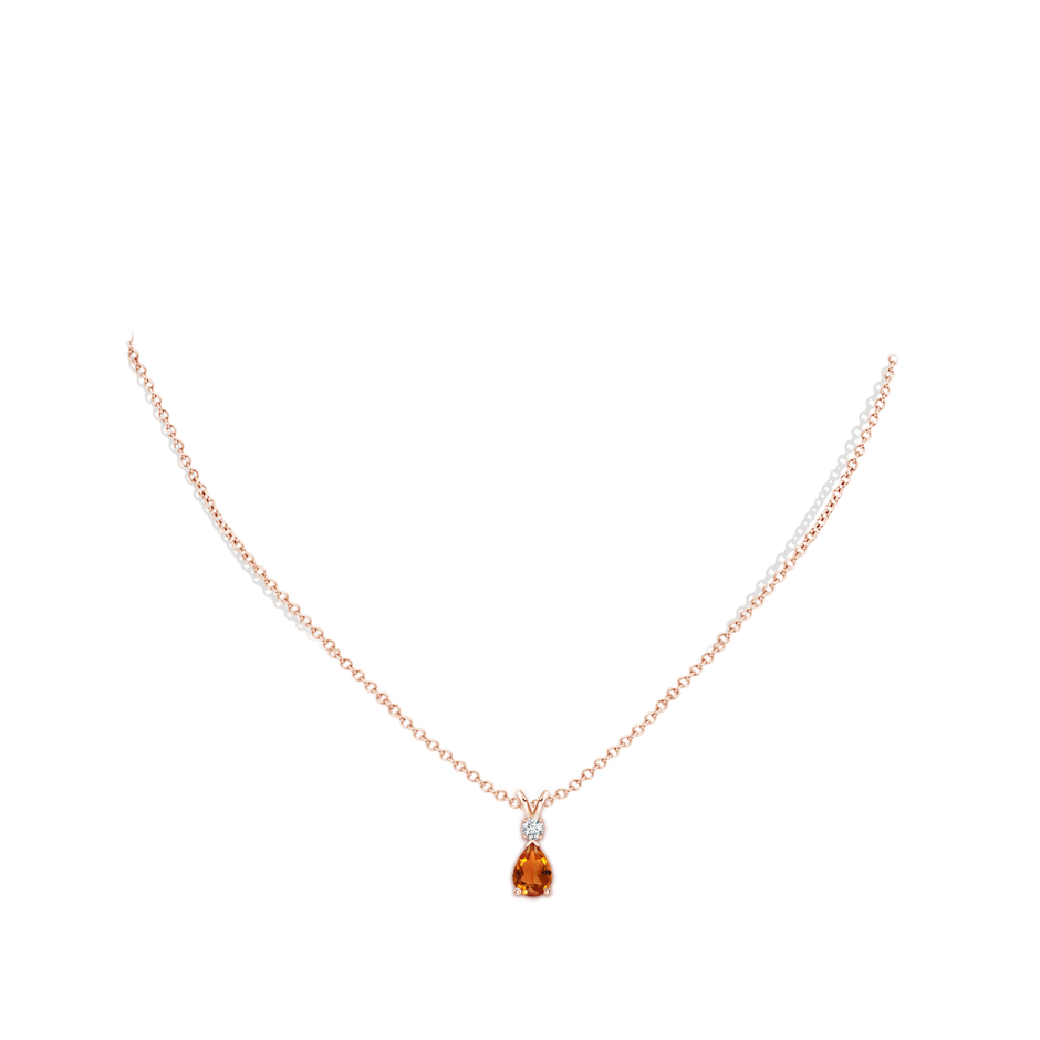 7x5mm AAAA Prong-Set Citrine Teardrop V-Bale Pendant with Diamond in Rose Gold pen