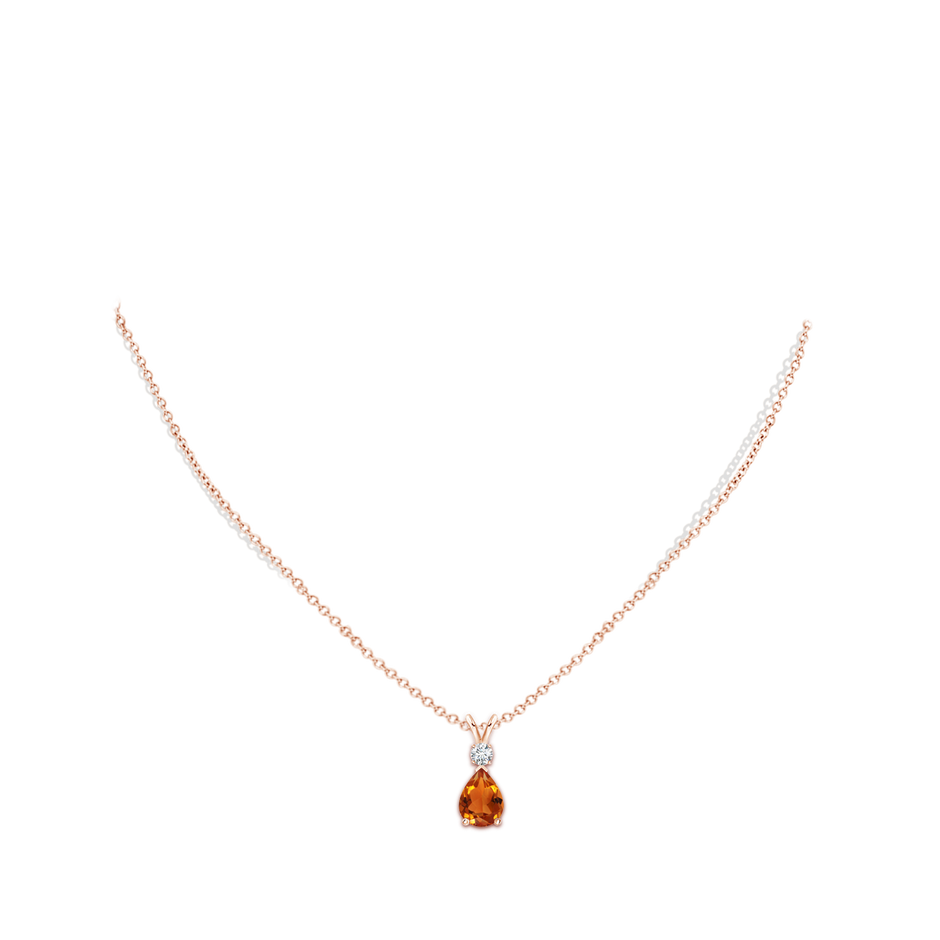 8x6mm AAAA Prong-Set Citrine Teardrop V-Bale Pendant with Diamond in Rose Gold pen