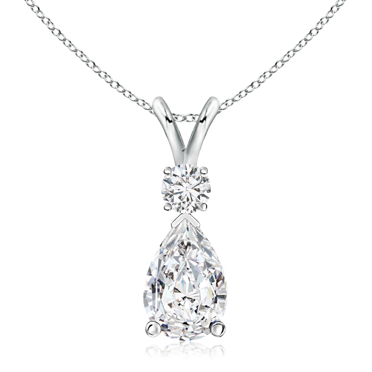12x8mm HSI2 Diamond Teardrop Pendant with Diamond Accent in S999 Silver