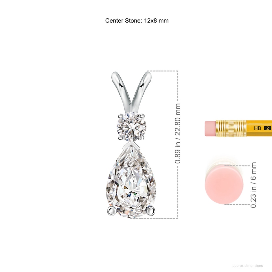 12x8mm IJI1I2 Diamond Teardrop Pendant with Diamond Accent in P950 Platinum ruler