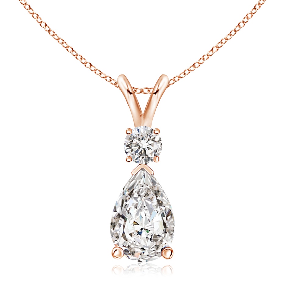 12x8mm IJI1I2 Diamond Teardrop Pendant with Diamond Accent in Rose Gold 