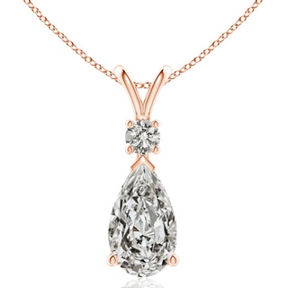 14x8mm KI3 Diamond Teardrop Pendant with Diamond Accent in Rose Gold