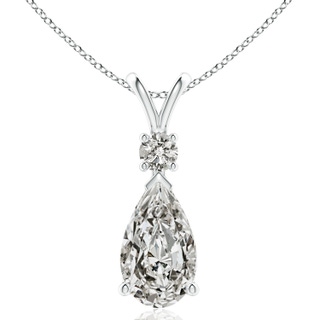 14x8mm KI3 Diamond Teardrop Pendant with Diamond Accent in S999 Silver