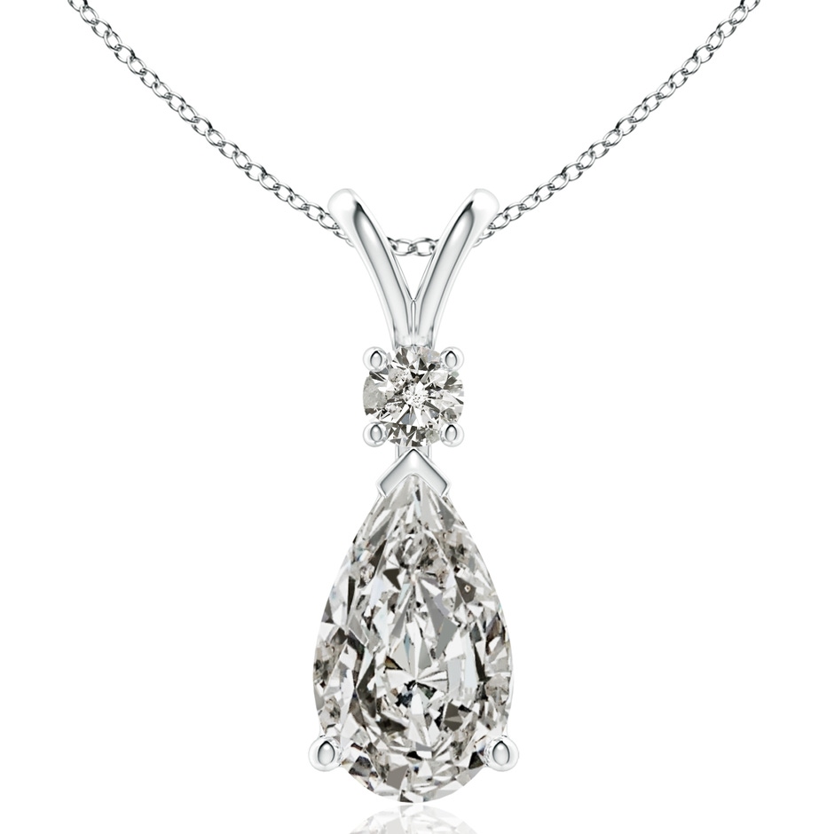 14x8mm KI3 Diamond Teardrop Pendant with Diamond Accent in S999 Silver 