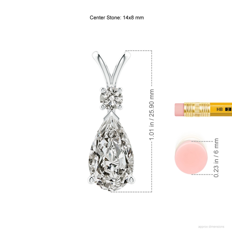 14x8mm KI3 Diamond Teardrop Pendant with Diamond Accent in S999 Silver ruler