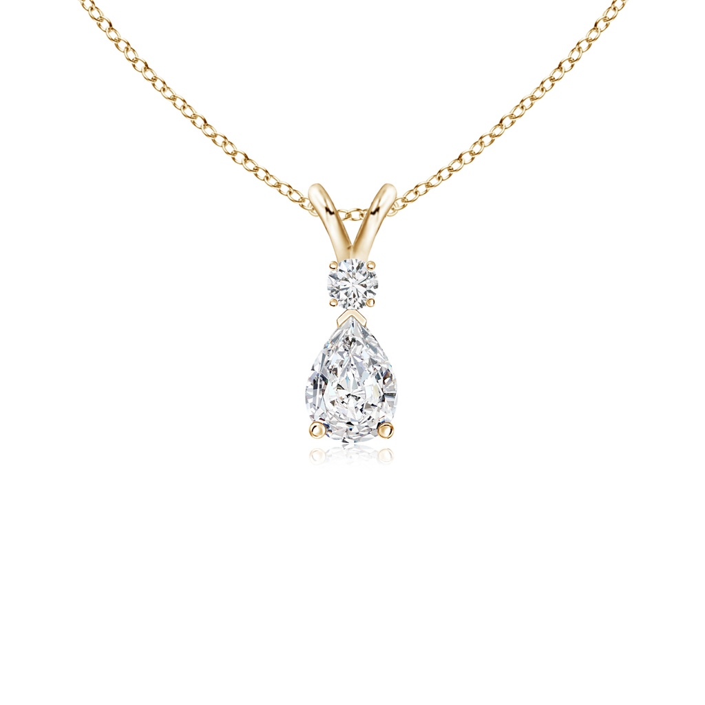 6x4mm HSI2 Diamond Teardrop Pendant with Diamond Accent in Yellow Gold