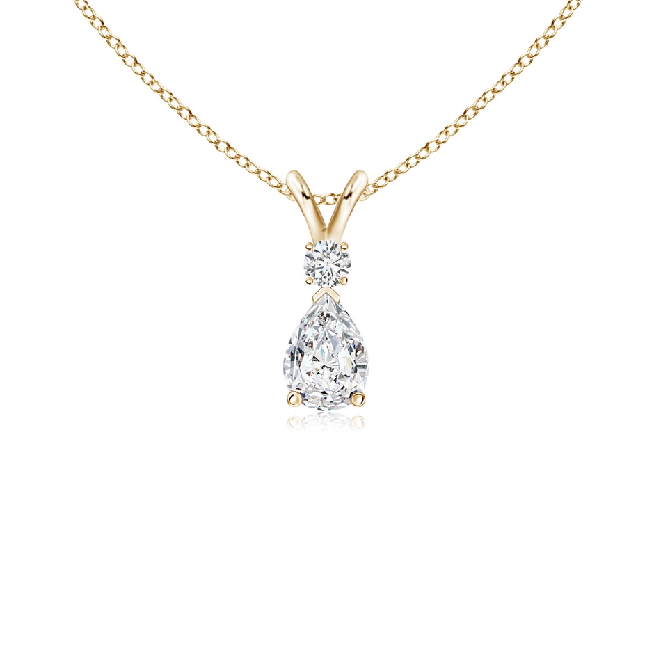 6x4mm HSI2 Diamond Teardrop Pendant with Diamond Accent in Yellow Gold 