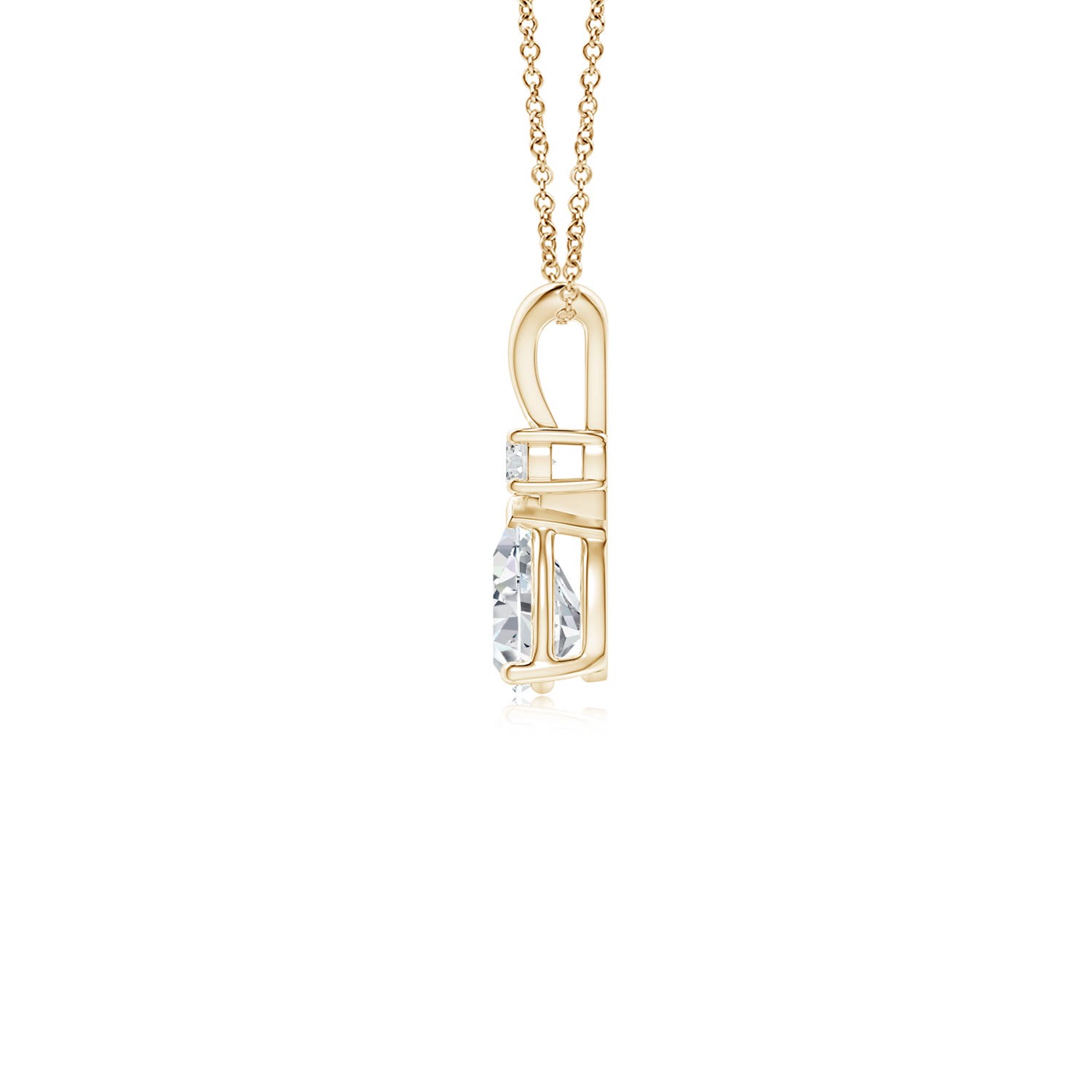 Diamond Teardrop Pendant with Diamond Accent in 14K Yellow
