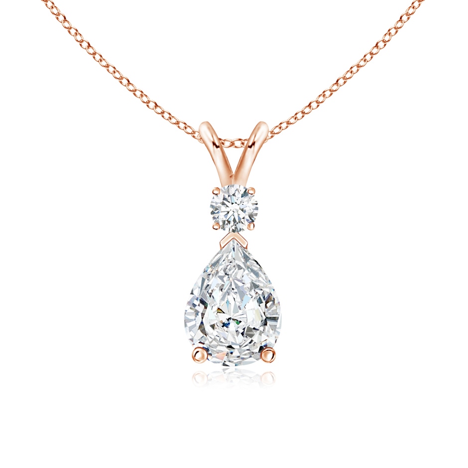 8x5mm GVS2 Diamond Teardrop Pendant with Diamond Accent in Rose Gold 