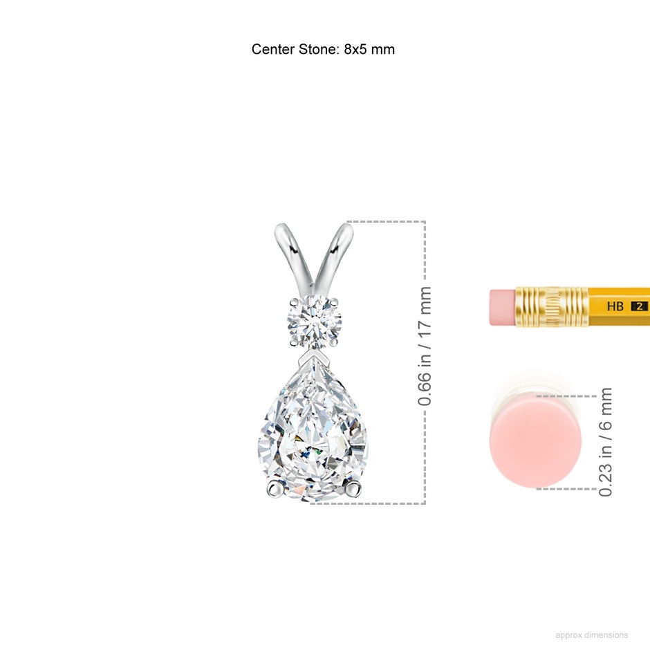 8x5mm GVS2 Diamond Teardrop Pendant with Diamond Accent in White Gold ruler