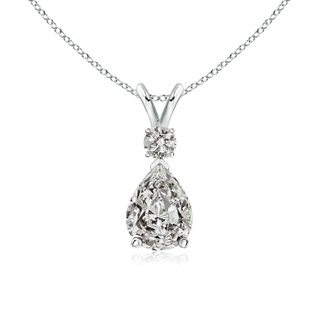 8x5mm KI3 Diamond Teardrop Pendant with Diamond Accent in S999 Silver