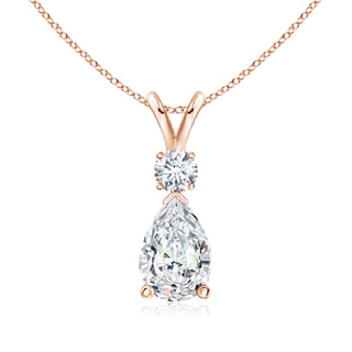 9x7mm GVS2 Diamond Teardrop Pendant with Diamond Accent in Rose Gold