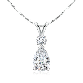 9x7mm GVS2 Diamond Teardrop Pendant with Diamond Accent in S999 Silver