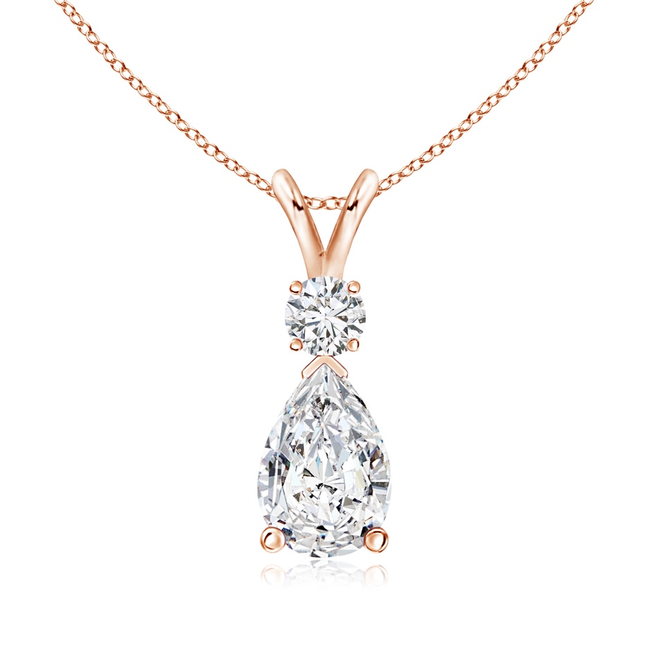 9x7mm HSI2 Diamond Teardrop Pendant with Diamond Accent in Rose Gold 