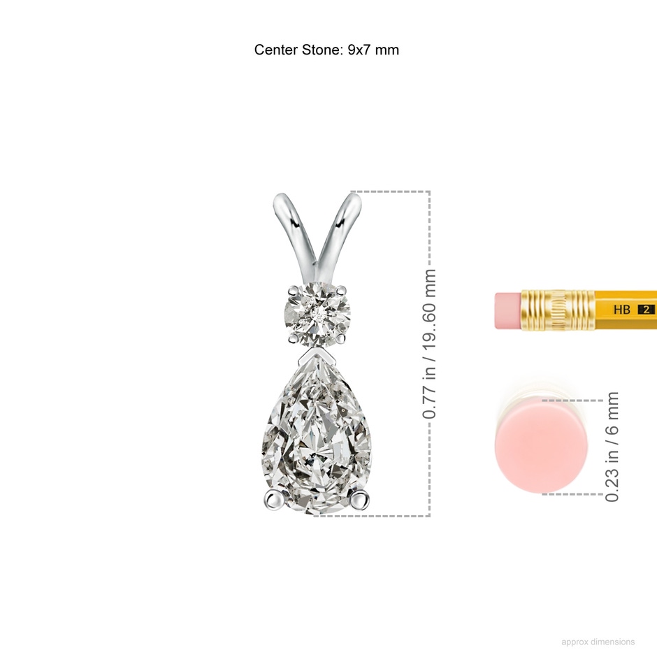 9x7mm KI3 Diamond Teardrop Pendant with Diamond Accent in P950 Platinum ruler
