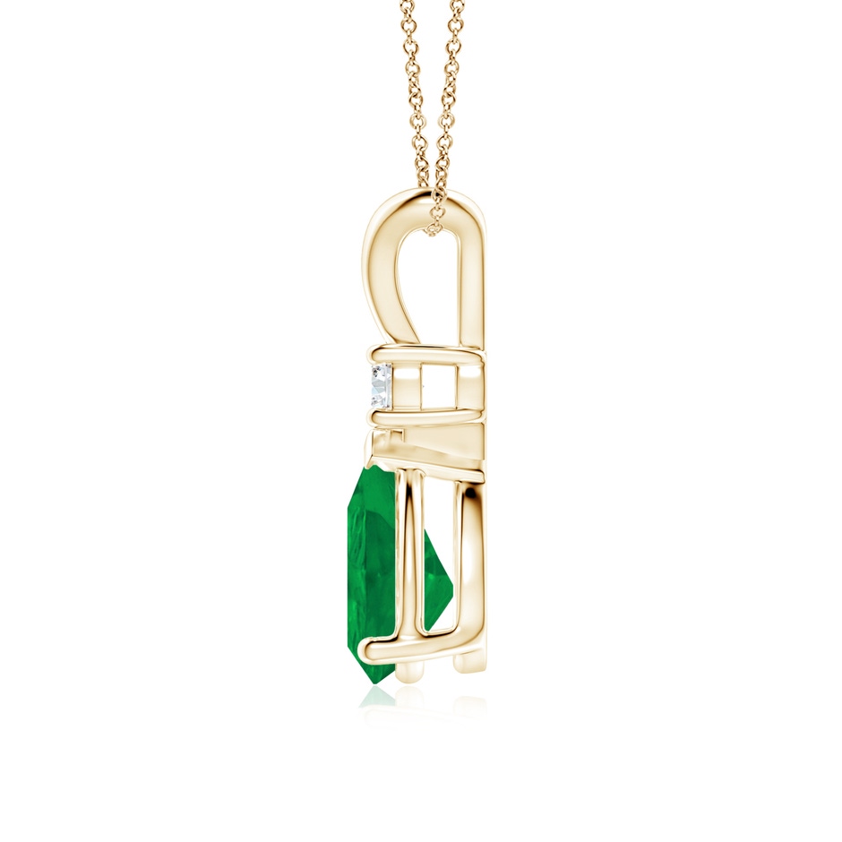 10x8mm AA Prong-Set Emerald Teardrop V-Bale Pendant with Diamond in Yellow Gold side 199