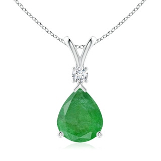 12x10mm A Emerald Teardrop Pendant with Diamond in P950 Platinum