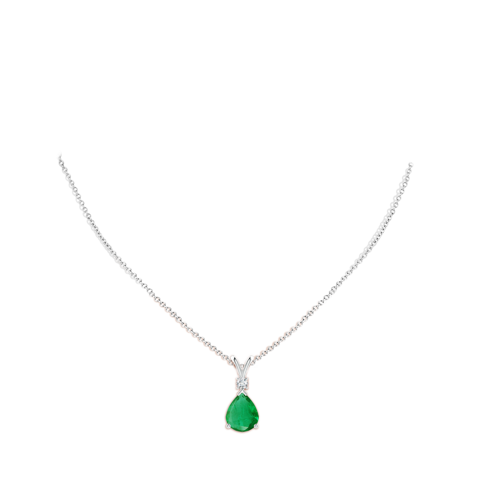 12x10mm AA Prong-Set Emerald Teardrop V-Bale Pendant with Diamond in P950 Platinum pen