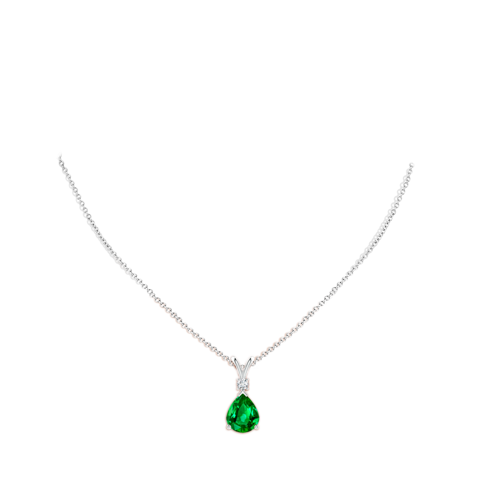 12x10mm AAAA Prong-Set Emerald Teardrop V-Bale Pendant with Diamond in P950 Platinum pen