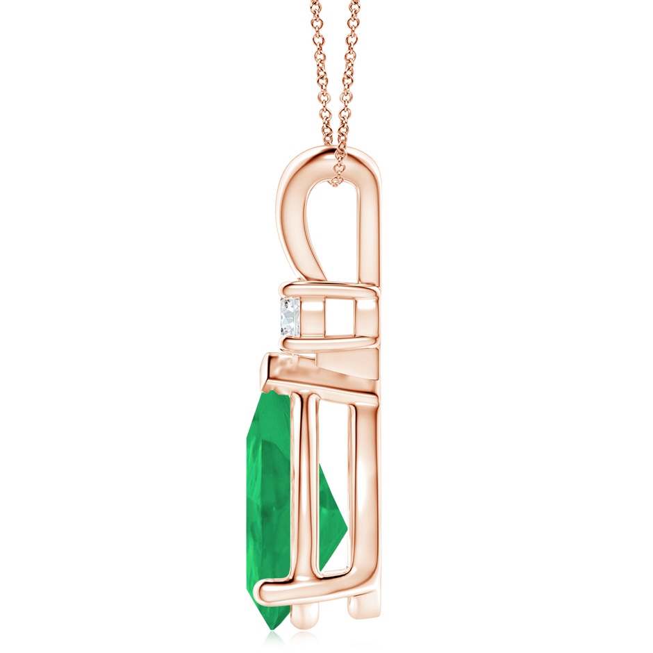 14x10mm A Prong-Set Emerald Teardrop V-Bale Pendant with Diamond in 18K Rose Gold side 199