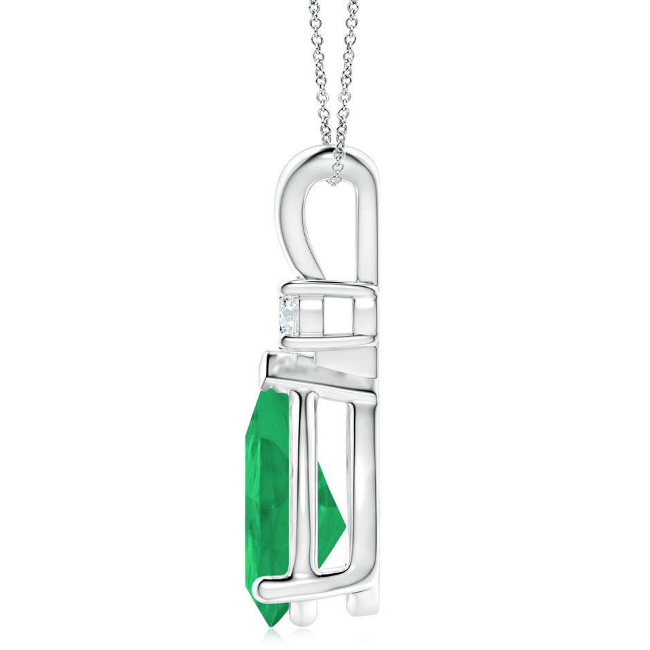 14x10mm A Prong-Set Emerald Teardrop V-Bale Pendant with Diamond in S999 Silver side 199