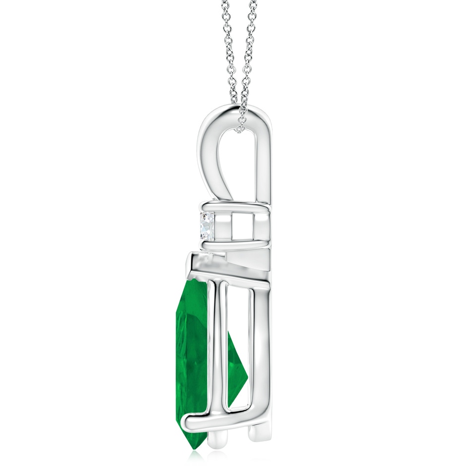 14x10mm AA Prong-Set Emerald Teardrop V-Bale Pendant with Diamond in P950 Platinum side 199