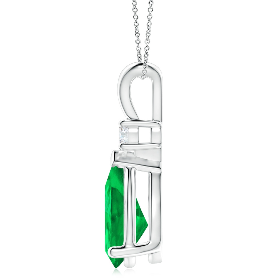 14x10mm AAA Prong-Set Emerald Teardrop V-Bale Pendant with Diamond in P950 Platinum side 199