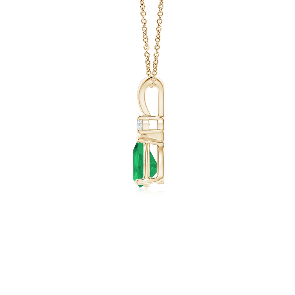 6x4mm A Prong-Set Emerald Teardrop V-Bale Pendant with Diamond in 10K Yellow Gold side 199