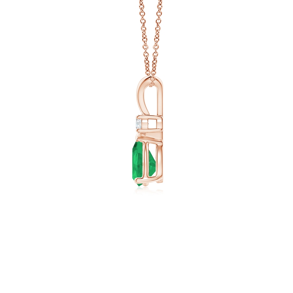 6x4mm A Prong-Set Emerald Teardrop V-Bale Pendant with Diamond in 18K Rose Gold side 199