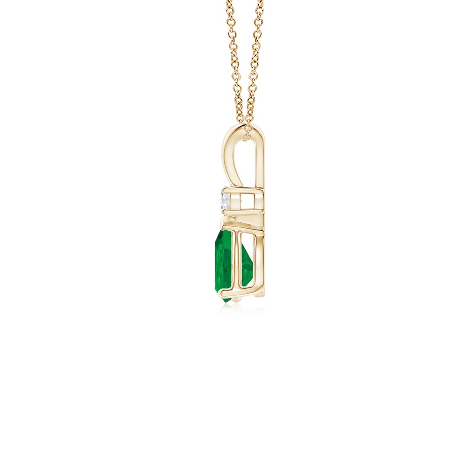 6x4mm AA Prong-Set Emerald Teardrop V-Bale Pendant with Diamond in 18K Yellow Gold side 199