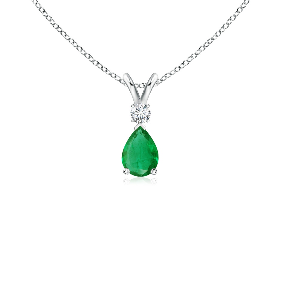 6x4mm AA Prong-Set Emerald Teardrop V-Bale Pendant with Diamond in P950 Platinum 
