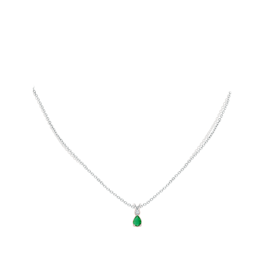 6x4mm AA Prong-Set Emerald Teardrop V-Bale Pendant with Diamond in P950 Platinum pen
