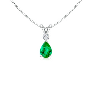 6x4mm AAA Emerald Teardrop Pendant with Diamond in P950 Platinum
